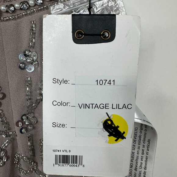 FLAW - NWT Mac Duggal Embellished Midi Dress Vintage Lilac 0 #9869 - Picture 10 of 12